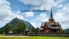  Presentation with church - Presentation theme enhanced with old-wooden-lom-stave-church background and a light blue colored foreground