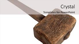  Presentation with mallet - Colorful PPT theme enhanced with old wooden mallet hammer isolated backdrop and a  colored foreground