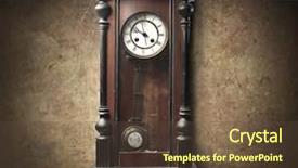  Presentation with wall - Slide set consisting of old wooden pendulum hanging background and a tawny brown colored foreground