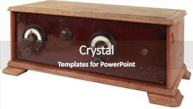  Presentation with radio - PPT theme having old wooden radio apparatus isolated with clipping path background and a tawny brown colored foreground