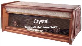  Presentation with radio - Presentation theme featuring old wooden radio apparatus isolated with clipping path background and a tawny brown colored foreground
