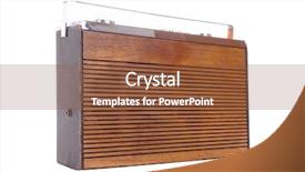  Presentation with radio - Slides with old wooden radio receiver isolated on white background background and a tawny brown colored foreground