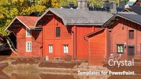  Presentation with finland - Beautiful presentation design featuring old-wooden-red-houses backdrop and a red colored foreground