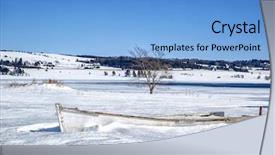  Presentation with snow - Presentation theme consisting of old-wooden-rowboat-buried background and a light blue colored foreground