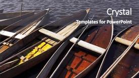 Presentation with rowing - Cool new theme with old wooden rowing boats in the margins of a lake backdrop and a gray colored foreground