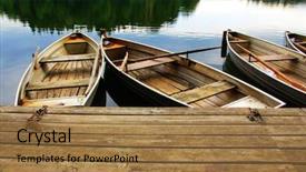  Presentation with old ship - Amazing PPT theme having old wooden rowing boats backdrop and a coral colored foreground