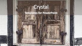  Presentation with rustic old wood texture - Cool new slide set with old wooden rustic window shutters backdrop and a tawny brown colored foreground