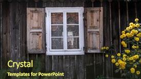  Presentation with rustic wood - Amazing slide deck having old wooden rustic window shutters backdrop and a tawny brown colored foreground