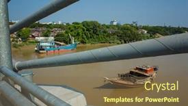  Presentation with water ship - Cool new PPT theme with old-wooden-ship-on-brown backdrop and a tawny brown colored foreground