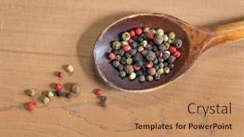  Presentation with spoon - Presentation theme consisting of old-wooden-spoon-with-dried background and a coral colored foreground