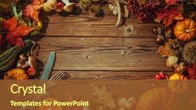  Presentation with table setting - Presentation having old wooden table thanksgiving background and a tawny brown colored foreground