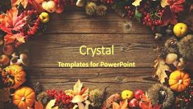  Presentation with thanksgiving - Colorful slide deck enhanced with old wooden table thanksgiving backdrop and a tawny brown colored foreground