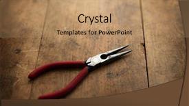  Presentation with needle - Presentation having old wooden table withe background and a coral colored foreground