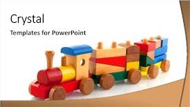  Presentation with wooden toy - PPT layouts with old wooden train background and a white colored foreground