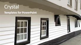  Presentation with tudor - Amazing slides having old wooden tudor building backdrop and a coral colored foreground