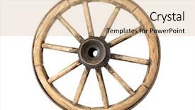  Presentation with wheel - Audience pleasing presentation theme consisting of old wooden wagon wheel isolated backdrop and a lemonade colored foreground