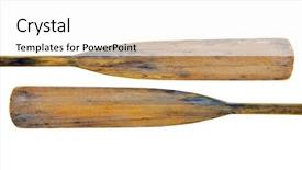  Presentation with wooden - Slide deck consisting of old wooden weathered paddles oars background and a white colored foreground