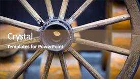  Presentation with old photo - Slide deck featuring old wooden wheel - soft photo background and a coral colored foreground
