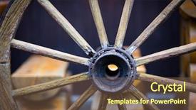  Presentation with wheel axle - Presentation theme enhanced with old wooden wheel background and a tawny brown colored foreground