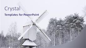  Presentation with old windmill - Beautiful presentation theme featuring old-wooden-windmill-covered backdrop and a sky blue colored foreground