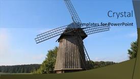  Presentation with old windmill - Colorful PPT layouts enhanced with old wooden windmill on a green field in nature backdrop and a light blue colored foreground