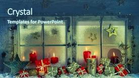  Presentation with christmas candles - PPT layouts enhanced with old wooden window decorated background and a ocean colored foreground