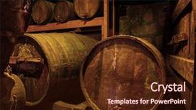  Presentation with barrels - Presentation theme consisting of old wooden wine barrels background and a wine colored foreground