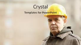  Presentation with builder - Beautiful PPT theme featuring old workers - builder backdrop and a lemonade colored foreground