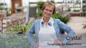  Presentation with senior worker - Presentation having old workers - portrait of smiling senior female background and a  colored foreground