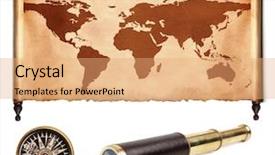  Presentation with vintage compass - Audience pleasing presentation design consisting of old world map - set vintage brass telescope backdrop and a coral colored foreground