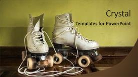  Presentation with shoe - Beautiful presentation theme featuring old worn roller skates backdrop and a gold colored foreground