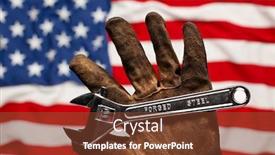  Presentation with labor - Amazing slides having old-worn-work-glove-holding backdrop and a tawny brown colored foreground