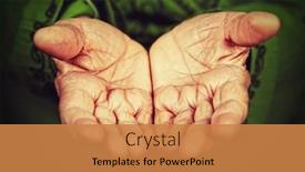  Presentation with old people help people - Presentation theme consisting of old-wrinkled-lady-hands background and a gold colored foreground