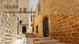  Presentation with street - Presentation theme with old yafo tel aviv israel background and a coral colored foreground