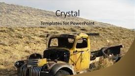  Presentation with abandoned - Audience pleasing slides consisting of old yellow dilapidated pickup truck backdrop and a white colored foreground