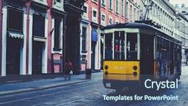  Presentation with tram - Colorful slides enhanced with old yellow tram backdrop and a ocean colored foreground