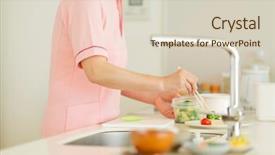 Presentation with meals - PPT theme having oldage staff - caregiver preparing meals background and a soft green colored foreground