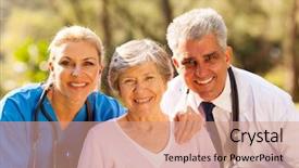  Presentation with healthcare workers - Slide set featuring oldage staff - close up portrait of healthcare background and a coral colored foreground