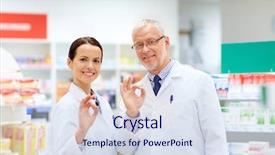  Presentation with healthcare technology - Presentation design consisting of oldage staff - medicine healthcare and technology concept background and a sky blue colored foreground