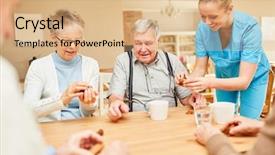  Presentation with home care - Audience pleasing PPT theme consisting of oldage staff - nursing home care for seniors backdrop and a coral colored foreground