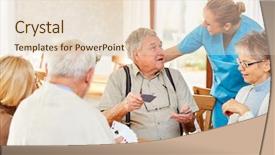  Presentation with geriatric - Presentation theme consisting of oldage staff - senior group in retirement home background and a lemonade colored foreground