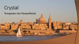  Presentation with malta - Beautiful presentation design featuring olden days - capital city valletta malta backdrop and a light gray colored foreground