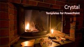  Presentation with old fashioned - Presentation theme having olden days - fireplace scene in an old background and a wine colored foreground