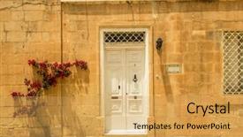  Presentation with malta - PPT theme enhanced with olden days - traditional exterior door in malta background and a yellow colored foreground