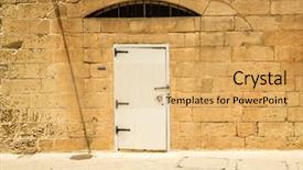  Presentation with traditional mode old vespa scooter - PPT layouts having olden days - traditional exterior door in malta background and a  colored foreground