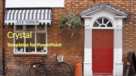  Presentation with antique - Amazing PPT theme having olden days - ye olde antique shop backdrop and a tawny brown colored foreground