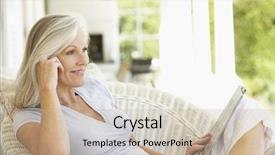  Presentation with orchestra silhouette music outside - Cool new PPT theme with older - senior woman reading outside backdrop and a mint green colored foreground