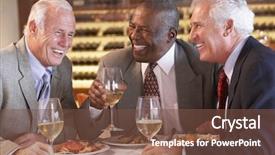  Presentation with dinner - Slides featuring older african american seniors - friends having dinner together background and a  colored foreground