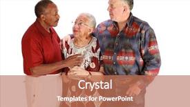  Presentation with pure white - Beautiful presentation design featuring older african american seniors - multiracial friends on pure white backdrop and a coral colored foreground