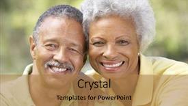  Presentation with older couple - Theme having older african american seniors - portrait of senior couple background and a coral colored foreground